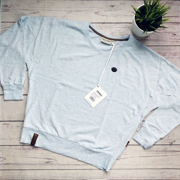 NWT NAKETANO Analbella Dropped Shoulder Sweatshirt Light Blue XL - Picture 1 of 7